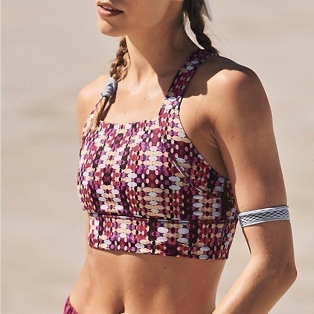 FP Movement by Free People Purple Multi-Print Sports Bra